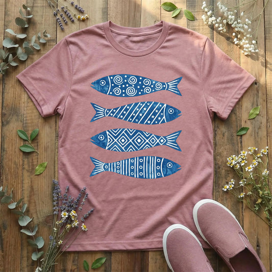 Indigo Folk Fish T-Shirt