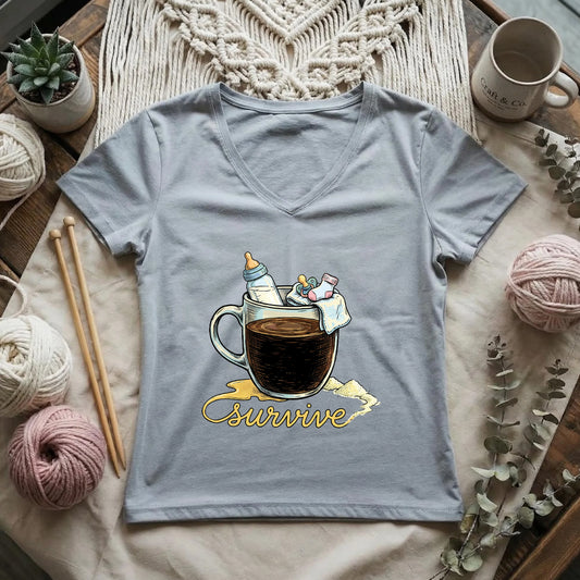 Survive Coffee Mom Lady V-neck
