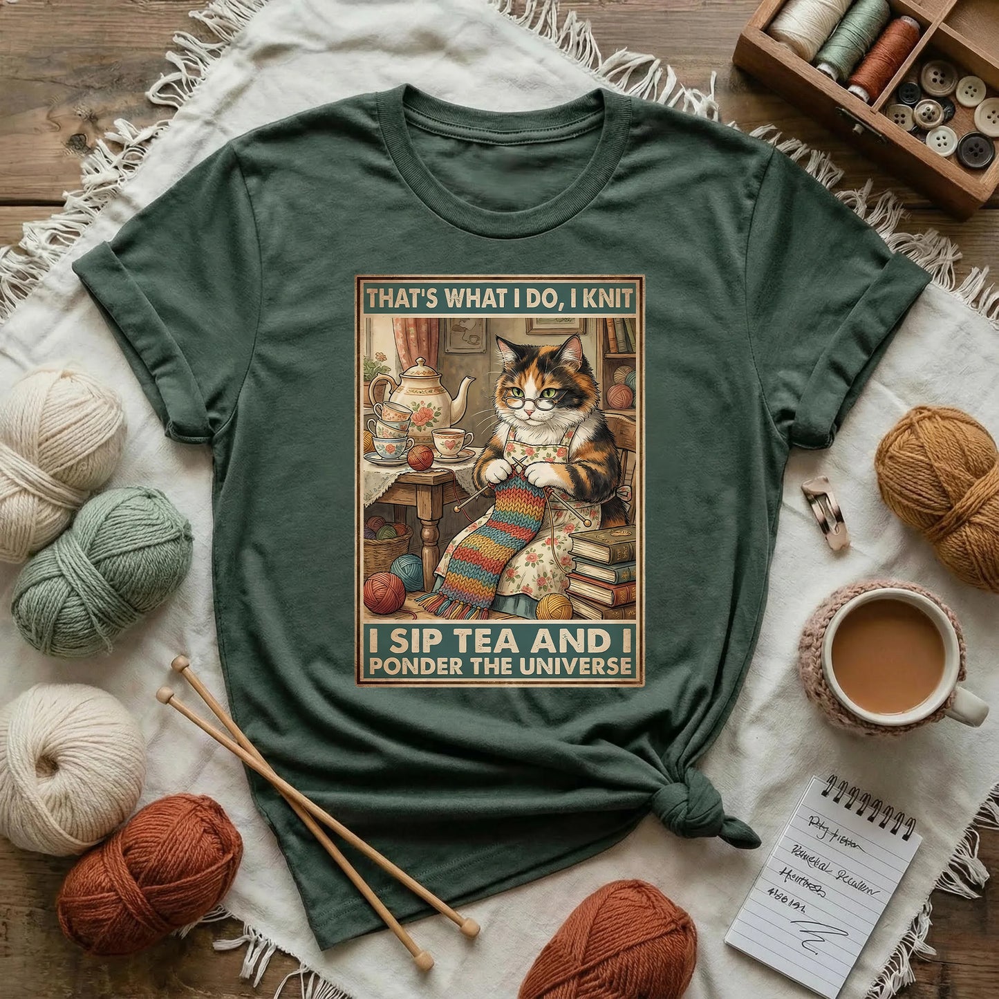 That’s What I Do: I Knit, I Sip Tea & I Ponder the Universe T-Shirt