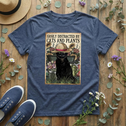 Easily Distracted by Cats & Plants T-Shirt