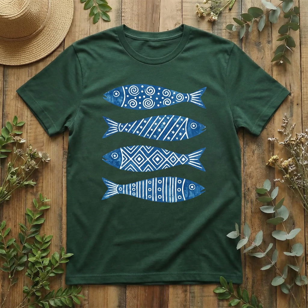 Indigo Folk Fish T-Shirt