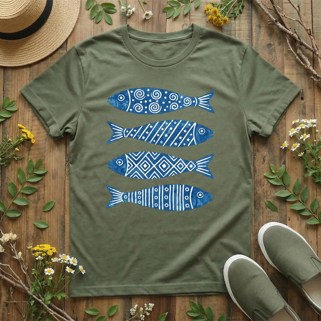 Indigo Folk Fish T-Shirt