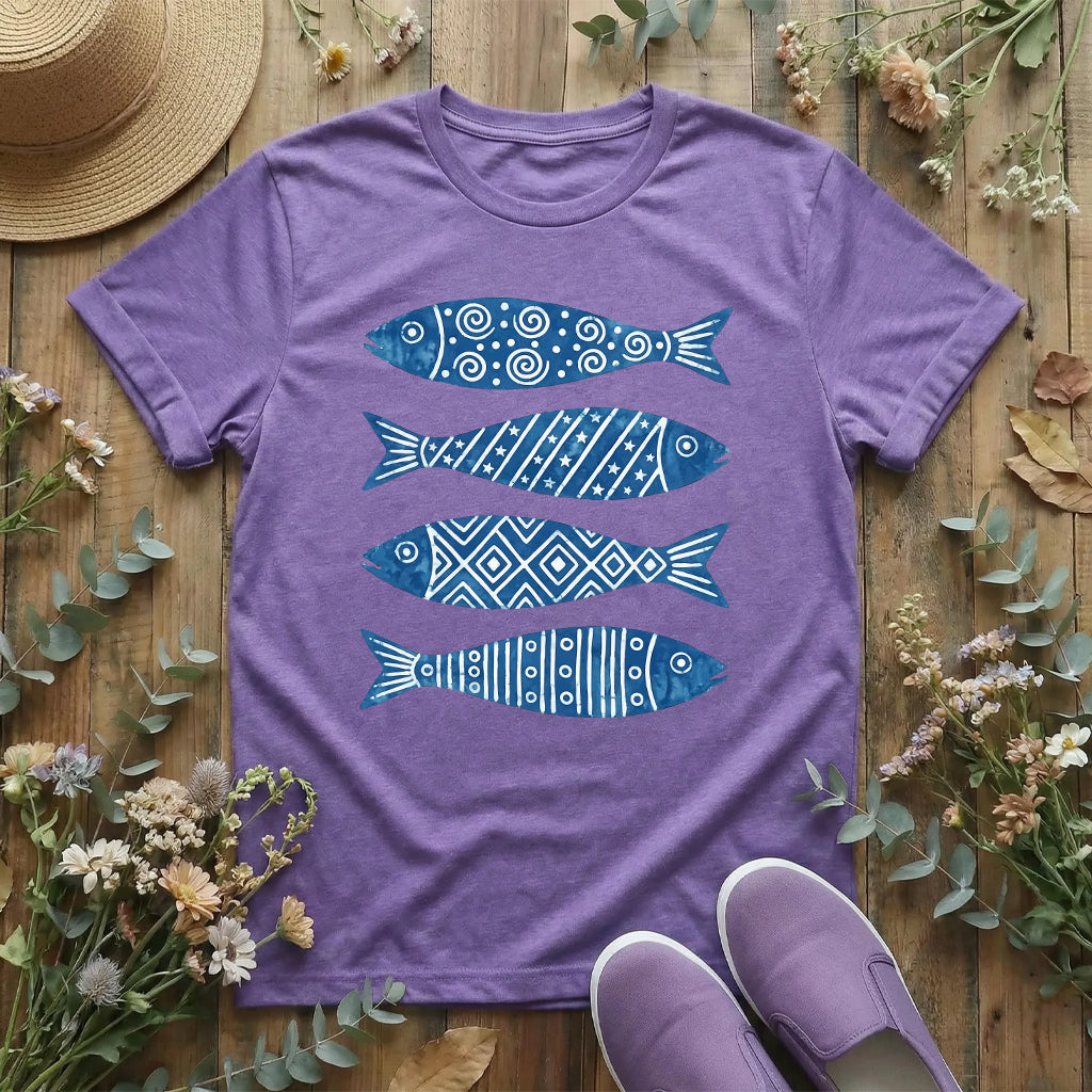 Indigo Folk Fish T-Shirt