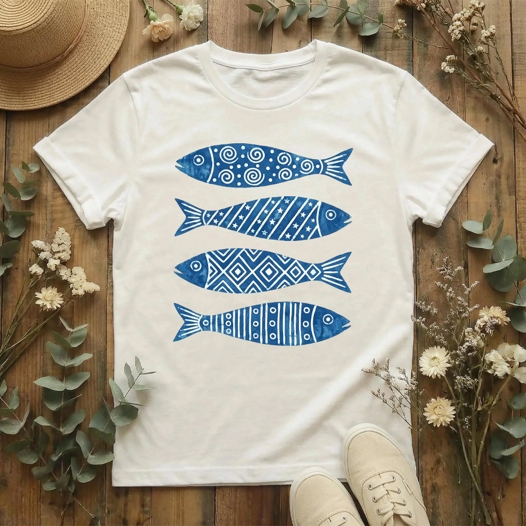 Indigo Folk Fish T-Shirt