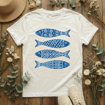 Indigo Folk Fish T-Shirt