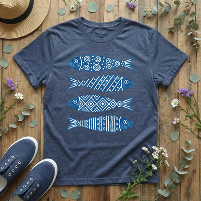 Indigo Folk Fish T-Shirt