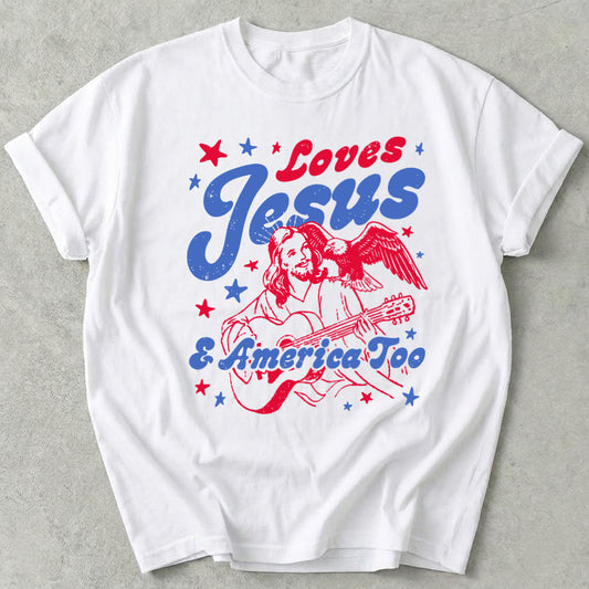 Loves Jesus And America Too Tee
