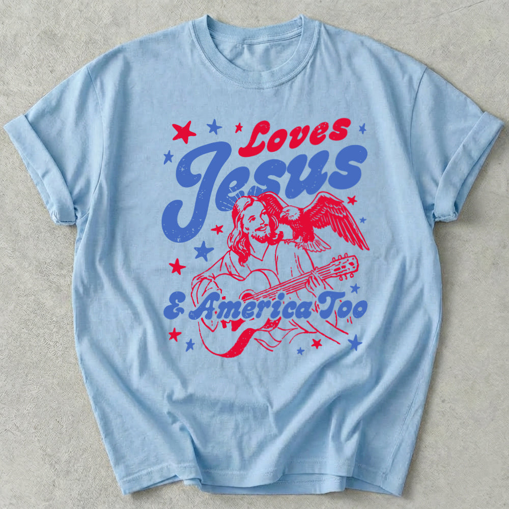Loves Jesus And America Too Tee