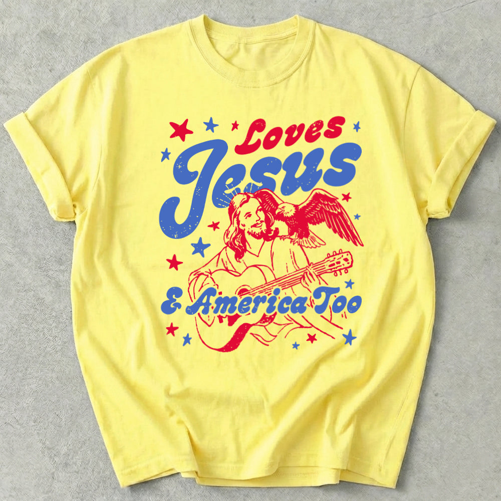 Loves Jesus And America Too Tee