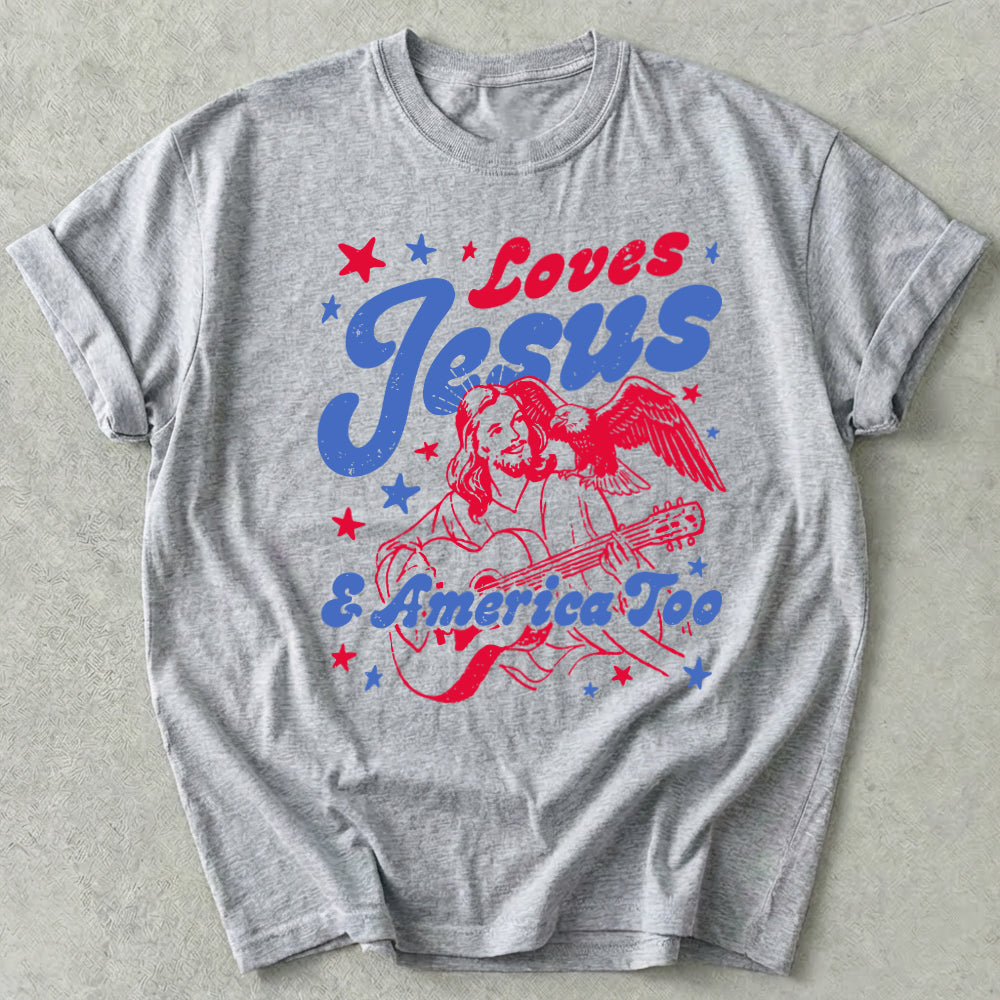 Loves Jesus And America Too Tee
