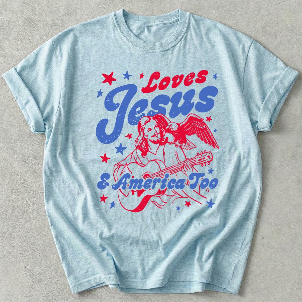 Loves Jesus And America Too Tee