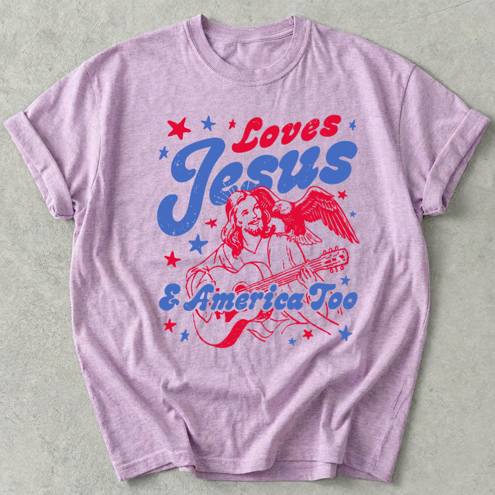 Loves Jesus And America Too Tee